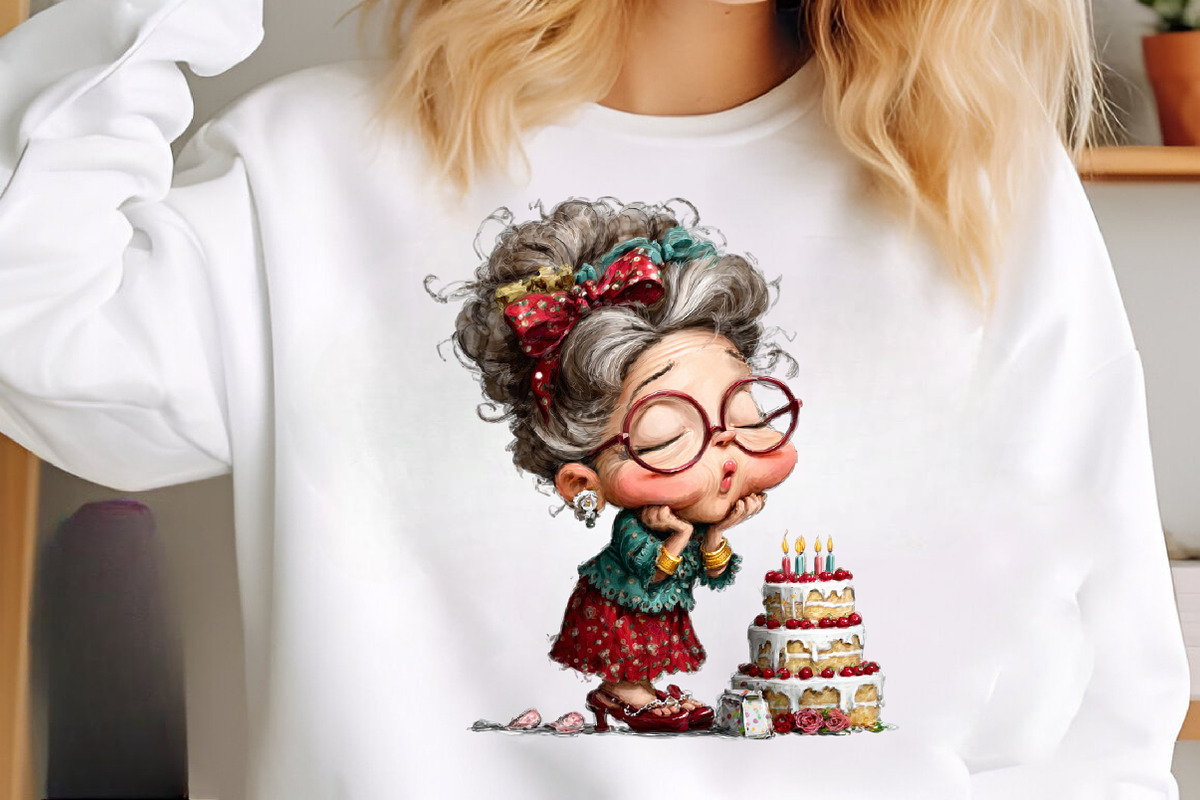 Whimsical old lady birthday clipart, an Illustration by SinaCreation (Photo 9 of 11)