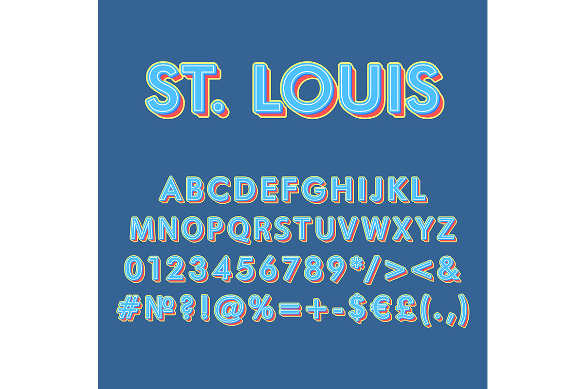 Saint Louis vintage 3d alphabet set, a Templates & Theme by IMG Visuals