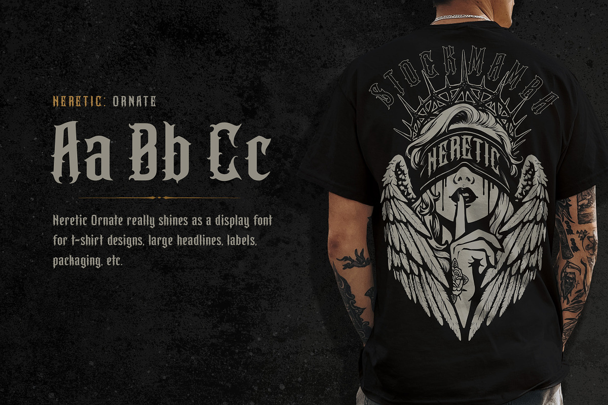 Heretic Blackletter Font Family, a Blackletter Font by StockMamba (Photo 4 of 13)