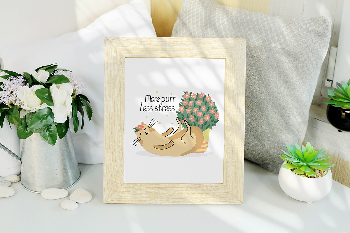 Cats and Plants Clipart and Patterns, an Animal Illustration by Anna Druzhkova (Photo 17 of 23)