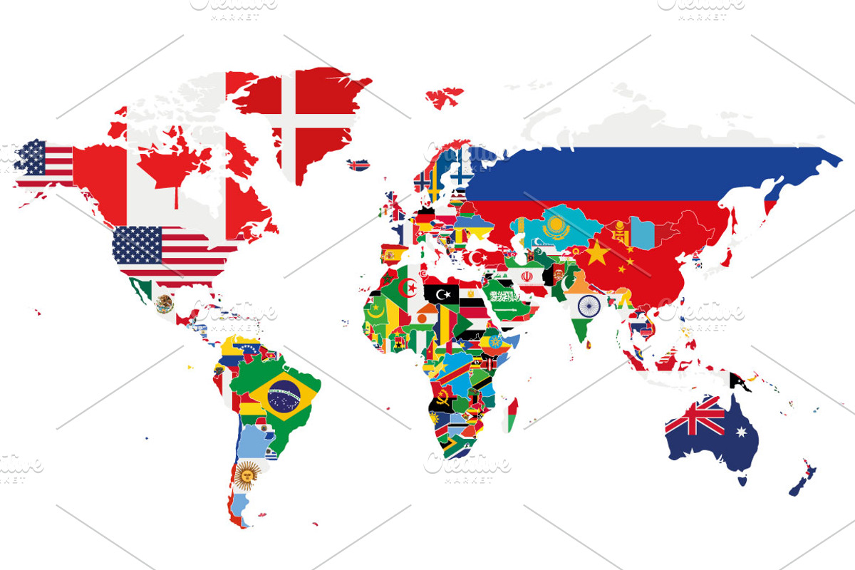 Flags World Map, an Education Illustration by asantosg
