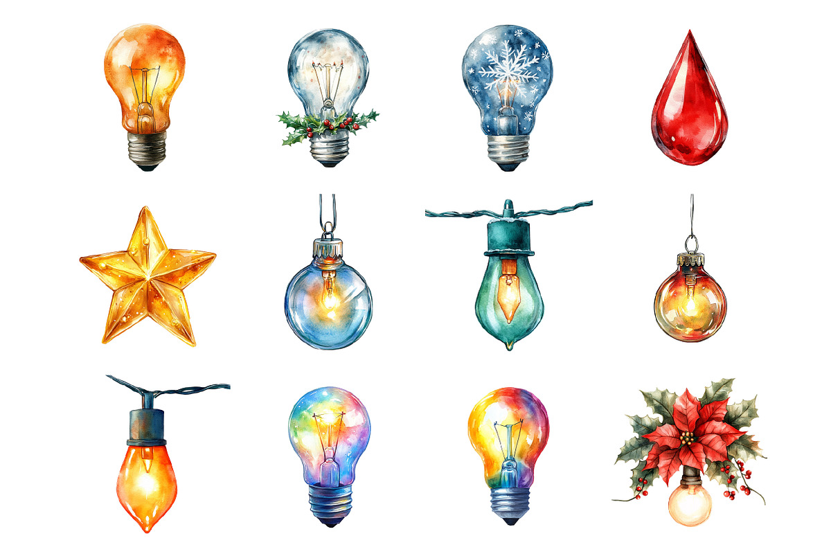 Watercolor Christmas Light, an Illustration by Design Market (Photo 2 of 3)