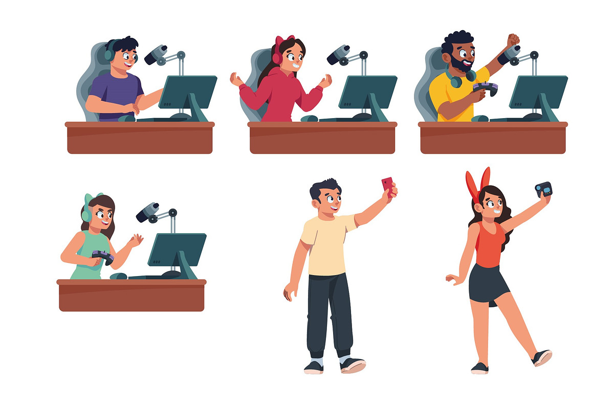 Content Streamer Illustration Set preview 3