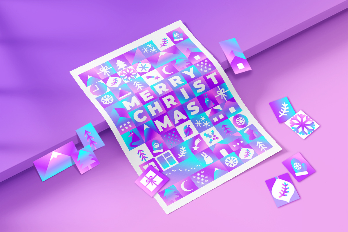 Holographic Christmas Geometric Set, an Object Graphic by Julie&Taily (Photo 6 of 23)