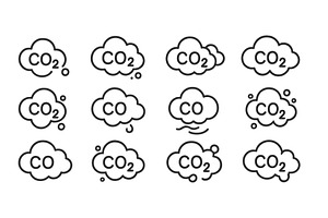 Carbon dioxide icons in various, an Illustration by ZinetroN
