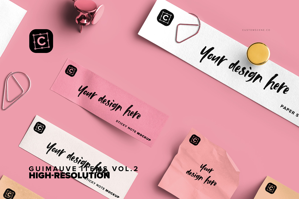 Sticky Notes & Papers Desk Elements, a Product Mockup by Custom Scene (Photo 5 of 7)