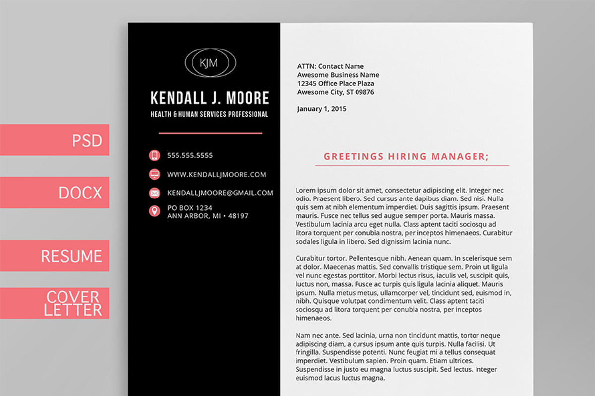 Resume + Cover Letter Template Suite, a Resume Template by Blissful Pixels (Photo 2 of 2)