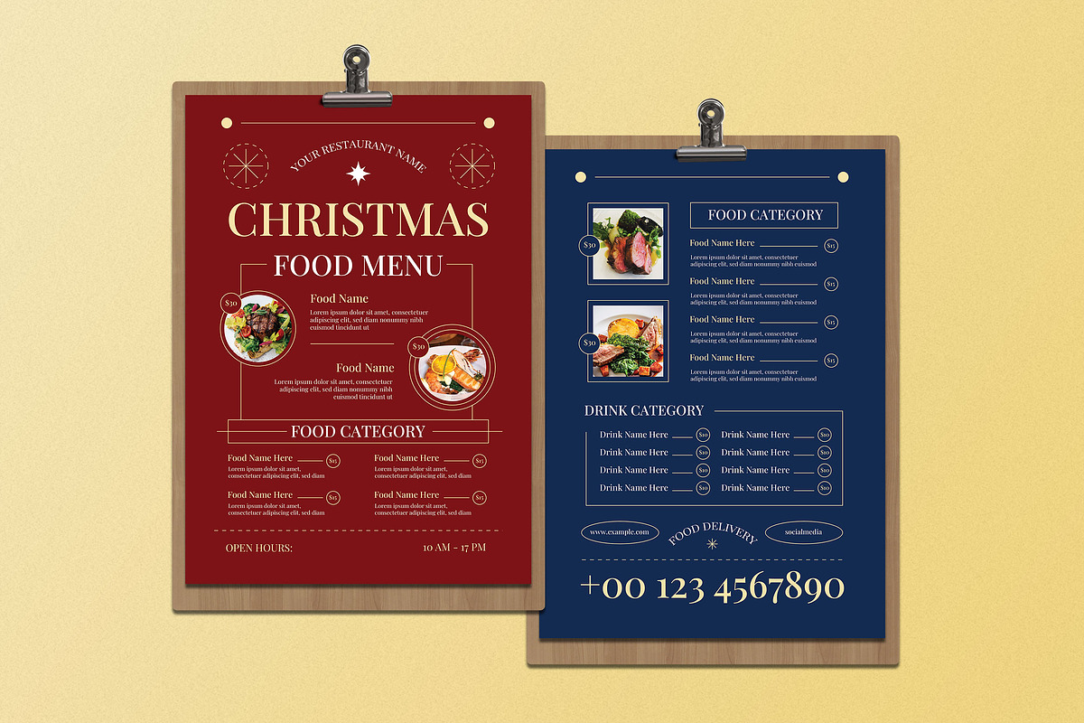 Red Elegant Christmas Food Menu, a Flyer Template by Aiyari Graphic (Photo 1 of 3)