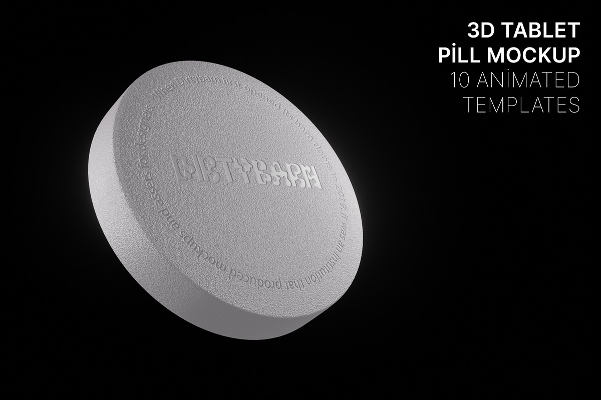 3D Tablet Pill Mockup, a Scene 3D Model by Dirtybarn (Photo 1 of 2)