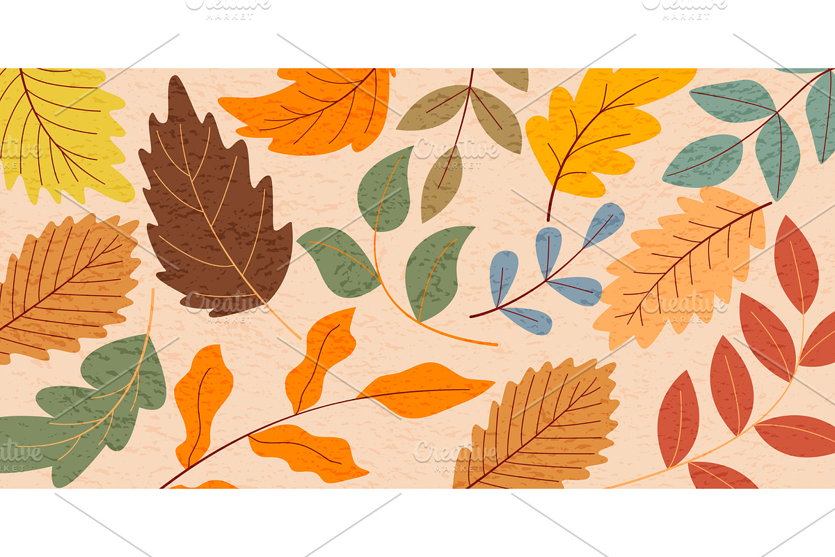 Horizontal autumn background with, an Illustration by Tati_Kli