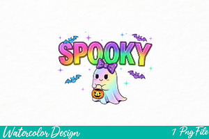 Trendy Halloween Spooky Neon Png, an Illustration by Watercolor design