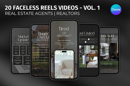 Faceless Real Estate Reels Videos, an App Template by Gilla Templates