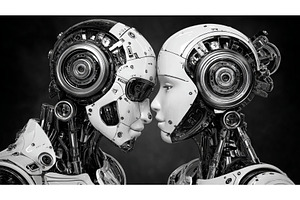 Facing each other in a futuristic, a Technology Photo by ZinetroN