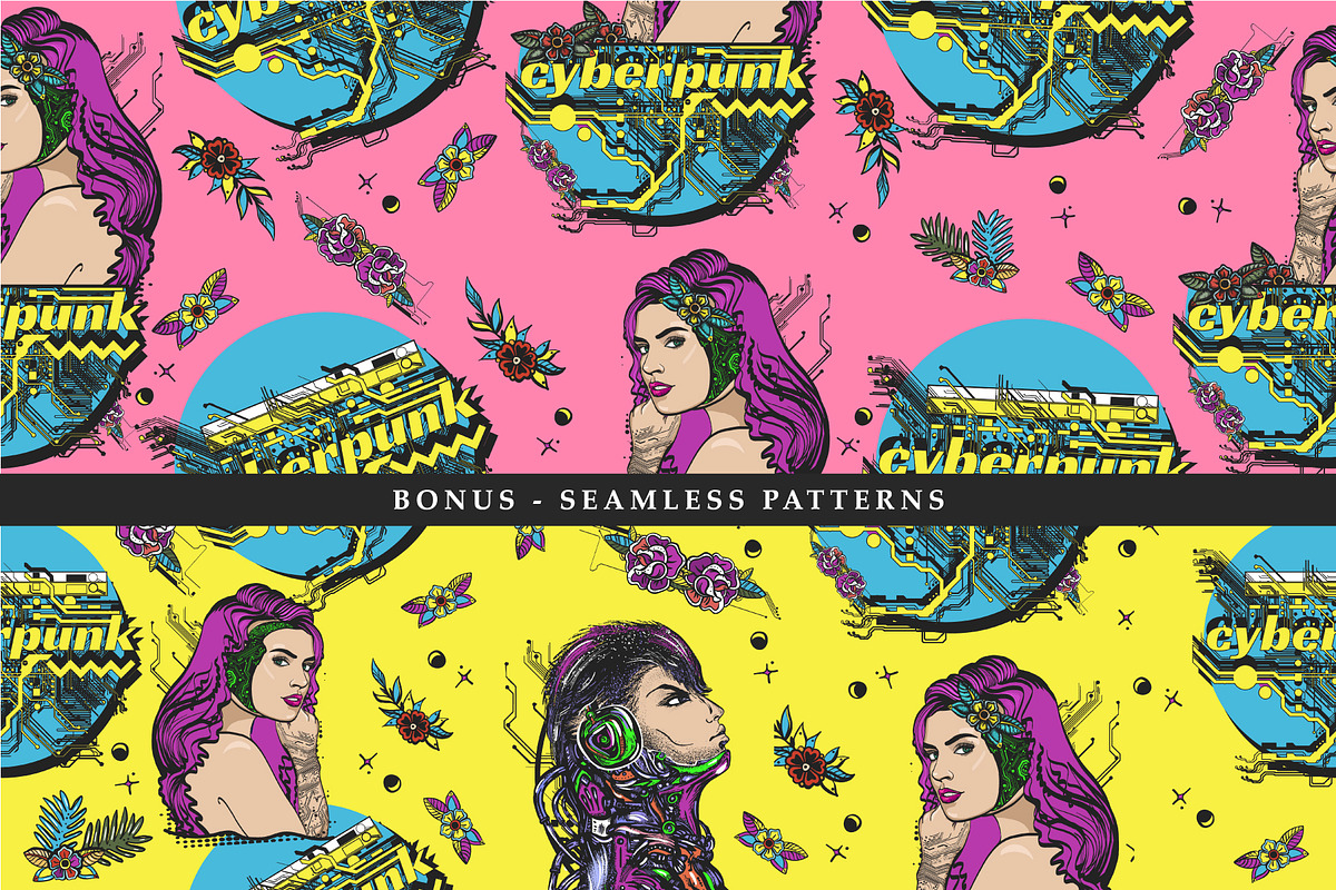 Cyberpunk old school tattoo, a Graphic by intueri (Photo 4 of 7)