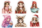 Christmas Coffee Girl Clipart, an Illustration by Daily.Designs (Thumbnail 3 of 5)