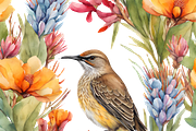 Sugar Bird and Fynbos Flowers, a Decorative Illustration by Karliefie (Thumbnail 3 of 4)