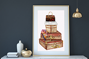 Printable Watercolor Monogram bags, an Illustration by Artseez (Thumbnail 1 of 2)