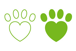 Paw Heart Animal Love Icons, an Animal Illustration by Vector Creator
