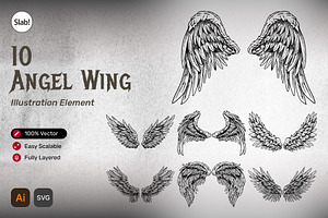 10 Angel Wing Vintage Illustration, an Object Graphic by SLAB! Design