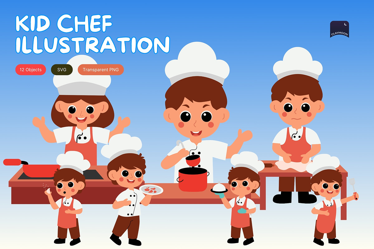 Kid Chef Illustration, an Object Graphic by Claymoon Lab (Photo 1 of 3)