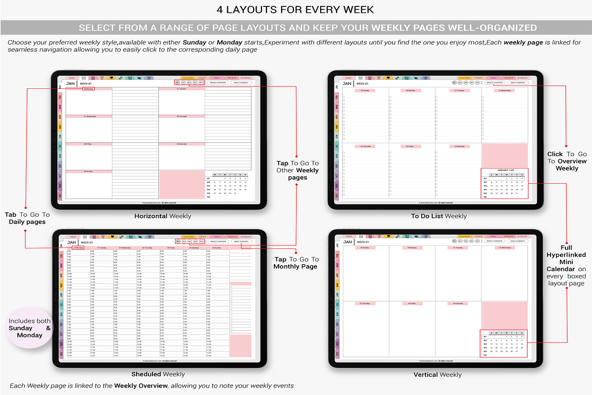 Vibrant Rainbow Digital Planner 2025, a Templates & Theme by Plamarplanners (Photo 4 of 11)