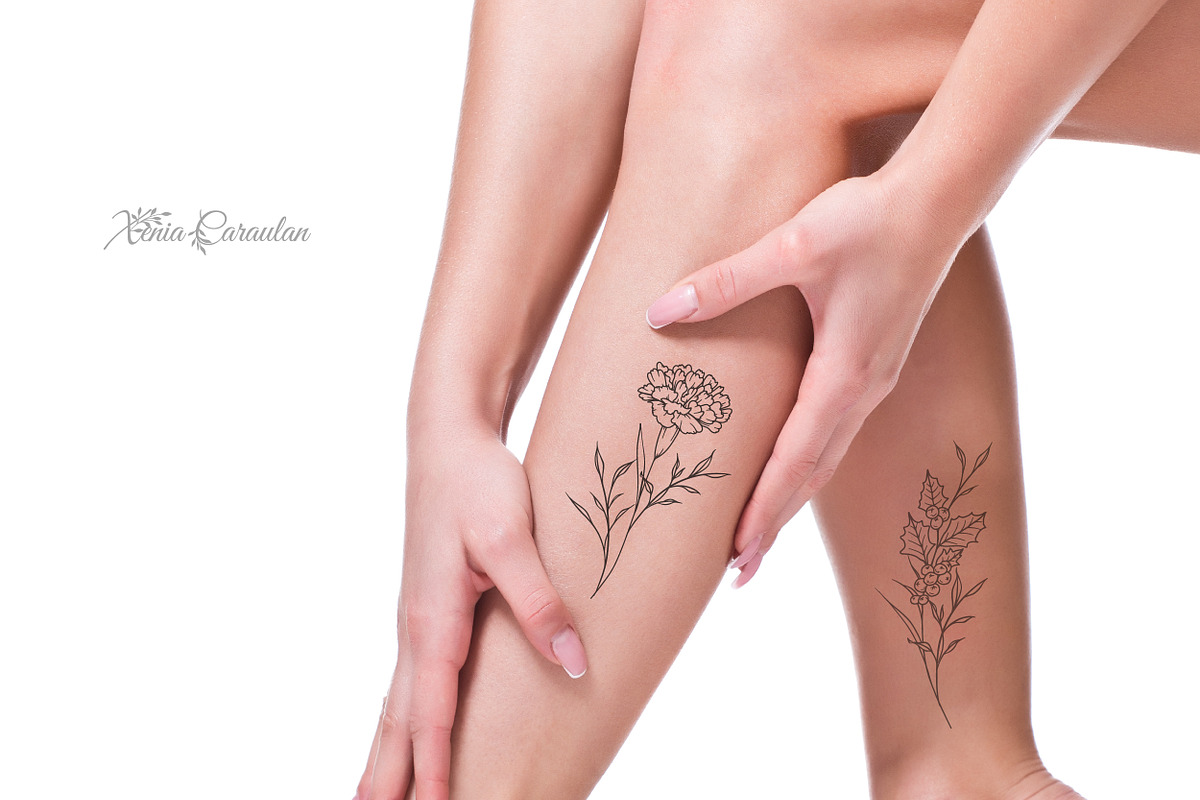 Fine Line Birth flowers Collection, an Illustration by CaraulanStore (Photo 5 of 8)