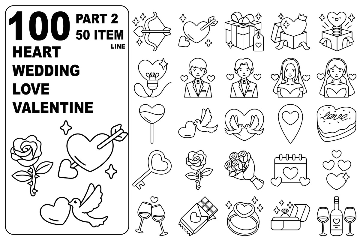 LoveWeddingHeartValentine Line100, an Outline Icon by MRPOR (Photo 2 of 4)