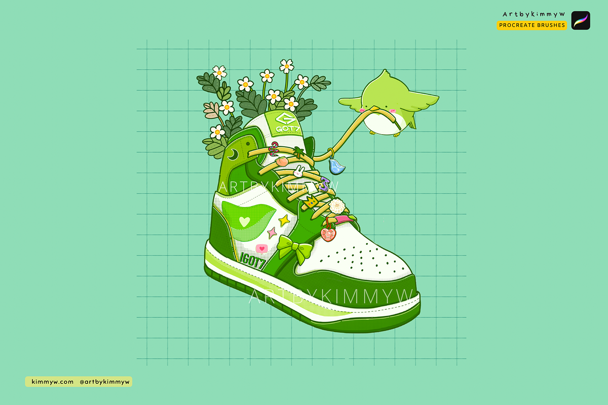 Procreate Kawaii Sneaker Brush Pack, a Brush Add-On by Artbykimmyw (Photo 4 of 9)