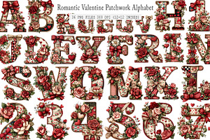 Valentine Patchwork Alphabet, an Illustration by SinaCreation