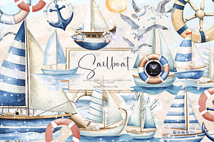 Sailboat Sea Board Clipart, an Illustration by BigCakeBee