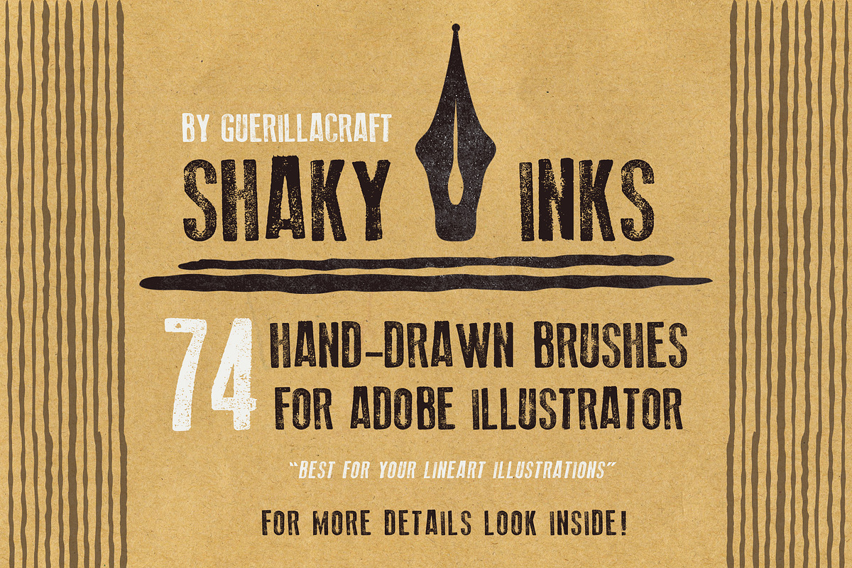 Shaky inks - brushes for Illustrator, a Brush Add-On by Guerillacraft (Photo 1 of 5)