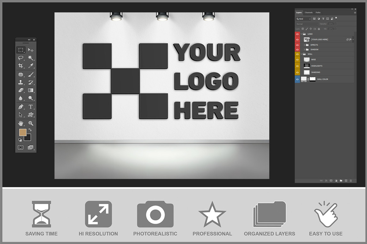 Logo Mockup on Office Wall PSD, a Product Mockup by Bruno's Shop (Photo 3 of 4)