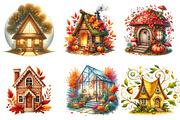 Watercolor Autumn House Clipart, an Illustration by Watercolor design (Thumbnail 2 of 4)