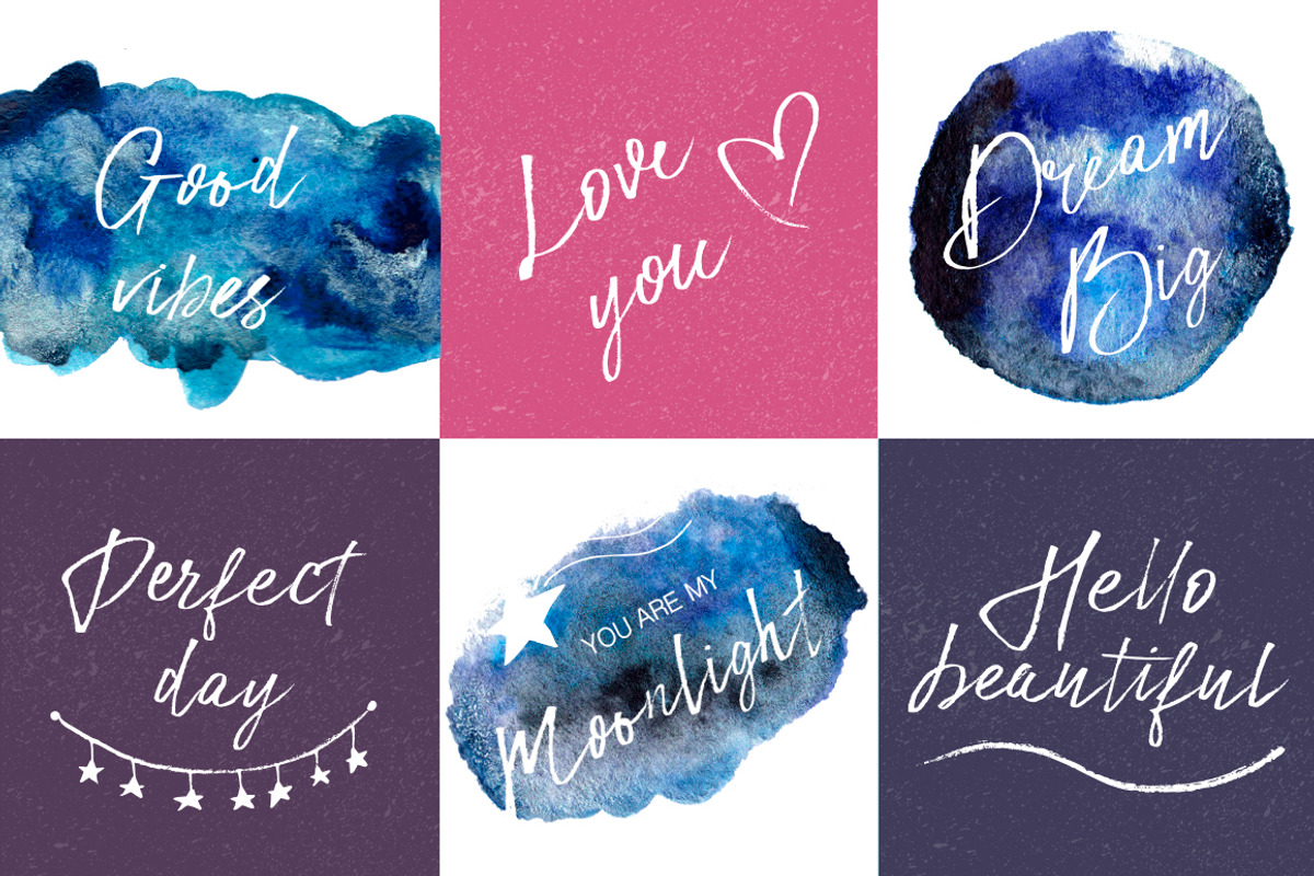 Star Dust Font & watercolor textures preview 5