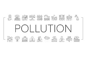 heavy metal pollution icons set, an Illustration by pikepicture