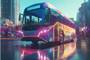 Electric Tourist Bus. Generate Ai