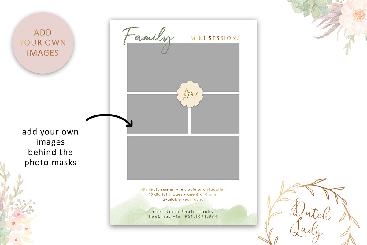 PSD Photo Session Card Template #45, a Card Template by The Dutch Lady ...