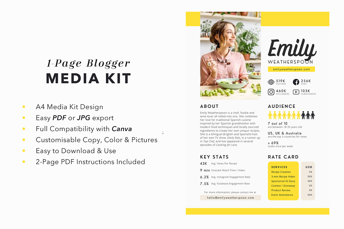Blogger Media Kit Canva Template, a Presentation Template by White Dreamers (Photo 2 of 4)