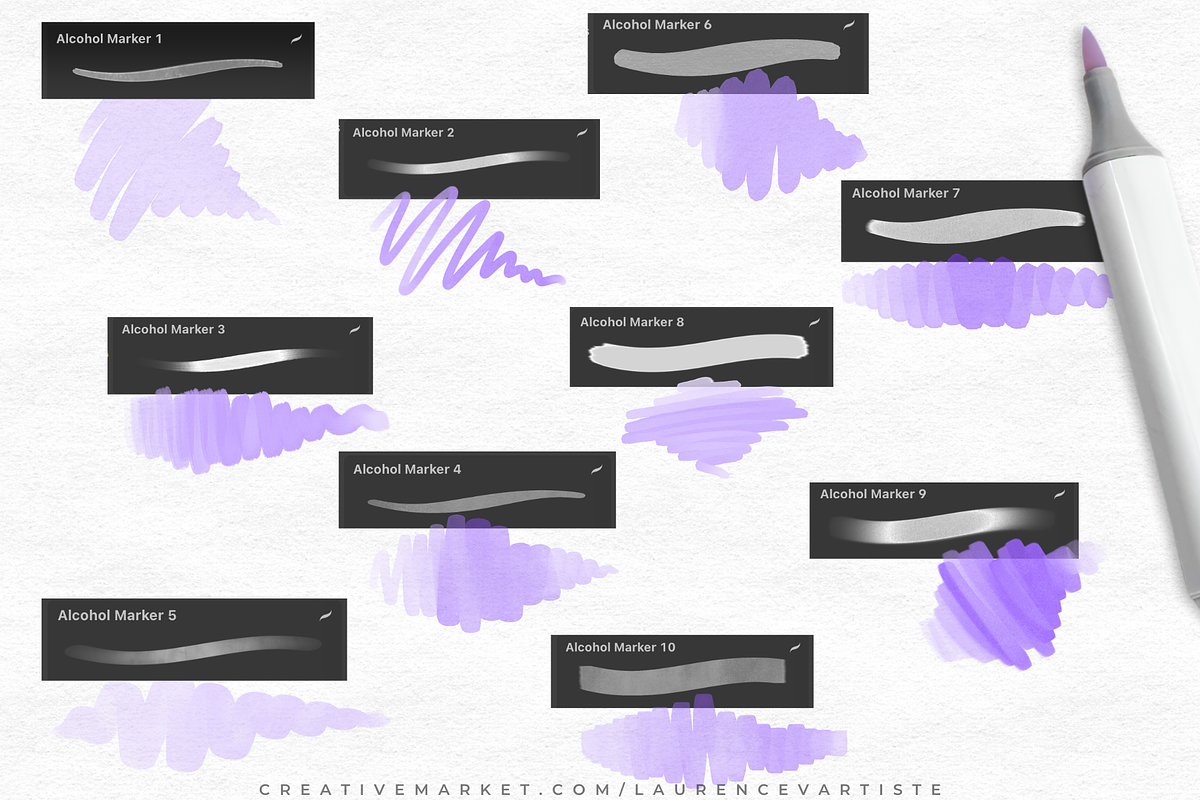 Alcohol Markers Procreate Brushes, a Brush Add-On by LaurenceVArtiste (Photo 2 of 4)