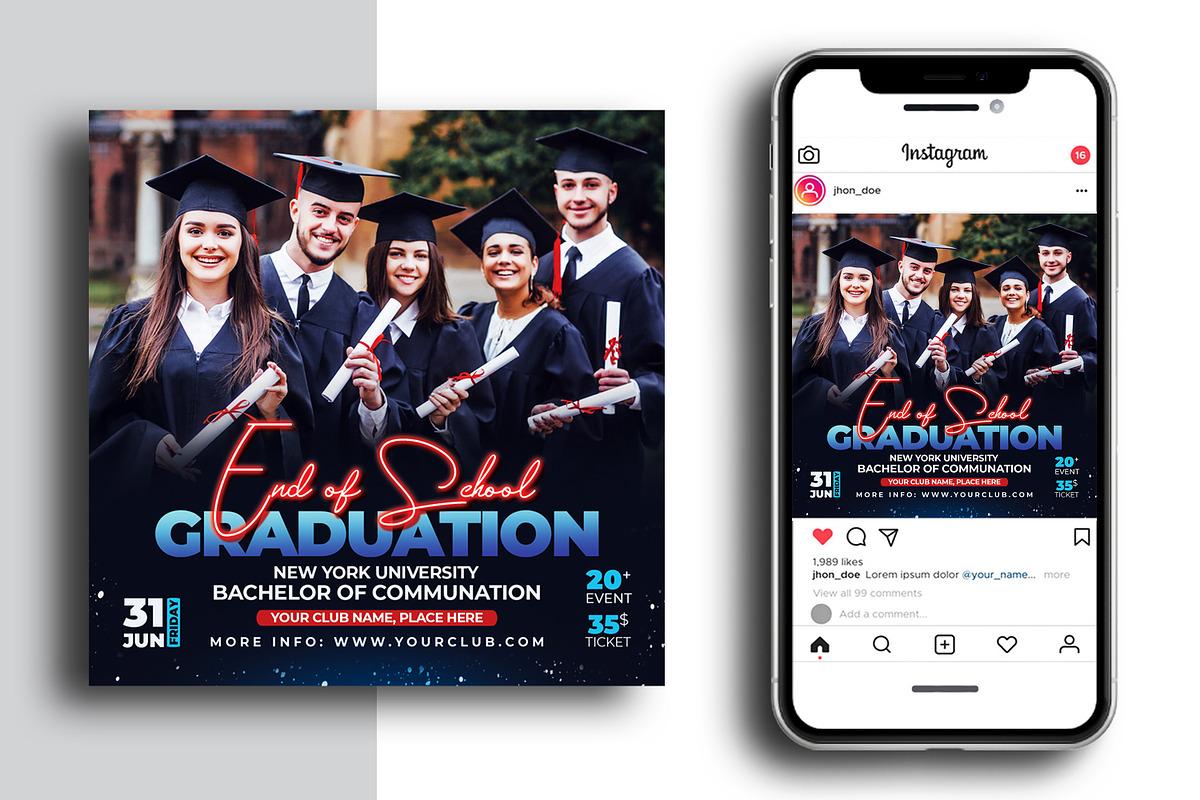 Graduation Invitation, a Flyer Template by AfzaalGraphics (Photo 2 of 2)