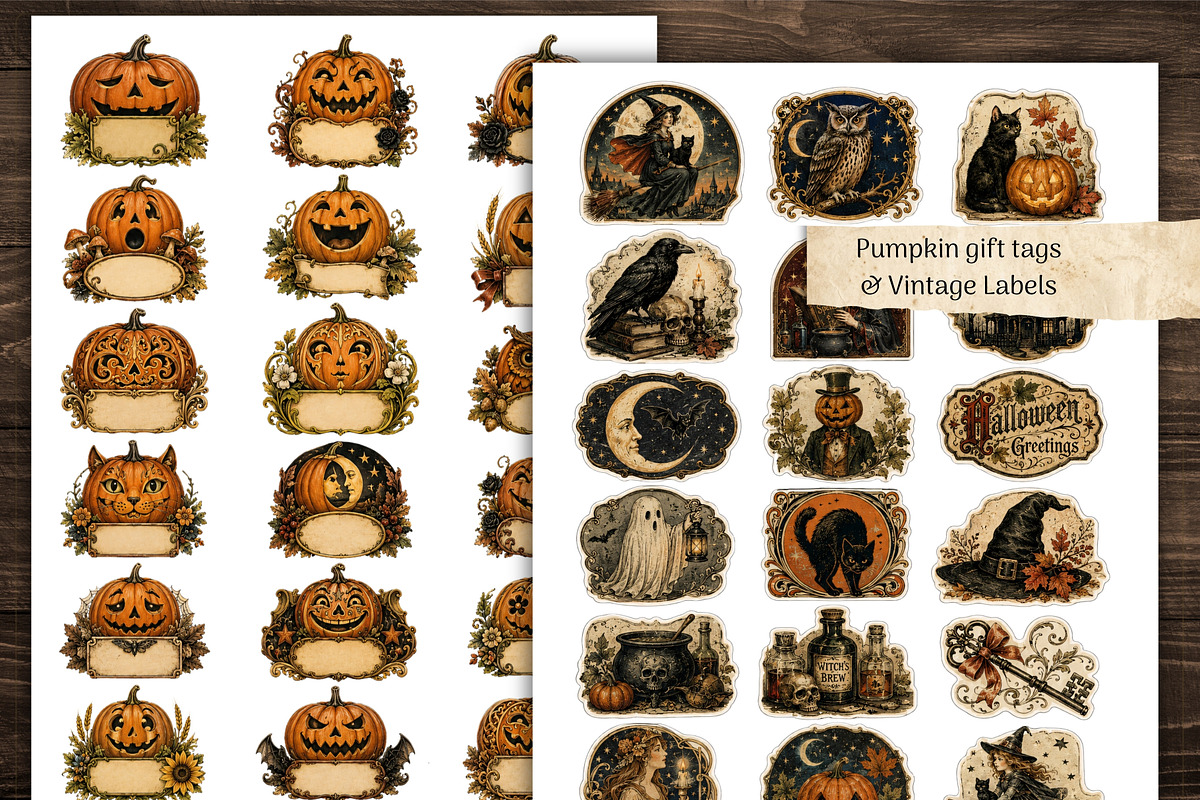 Vintage Halloween Printable Kit, a Seasonal Illustration by Print Haven Mochi Vintage (Photo 5 of 8)