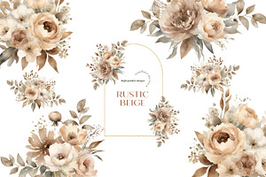 Elegant Rustic Beige Flowers Clipart