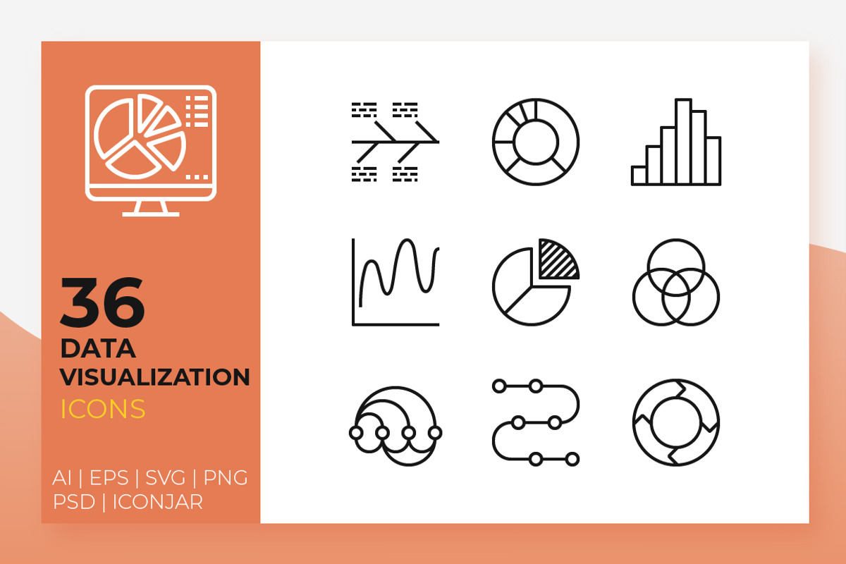 Data Visualization Icons, an Outline Icon by Becris (Photo 1 of 3)