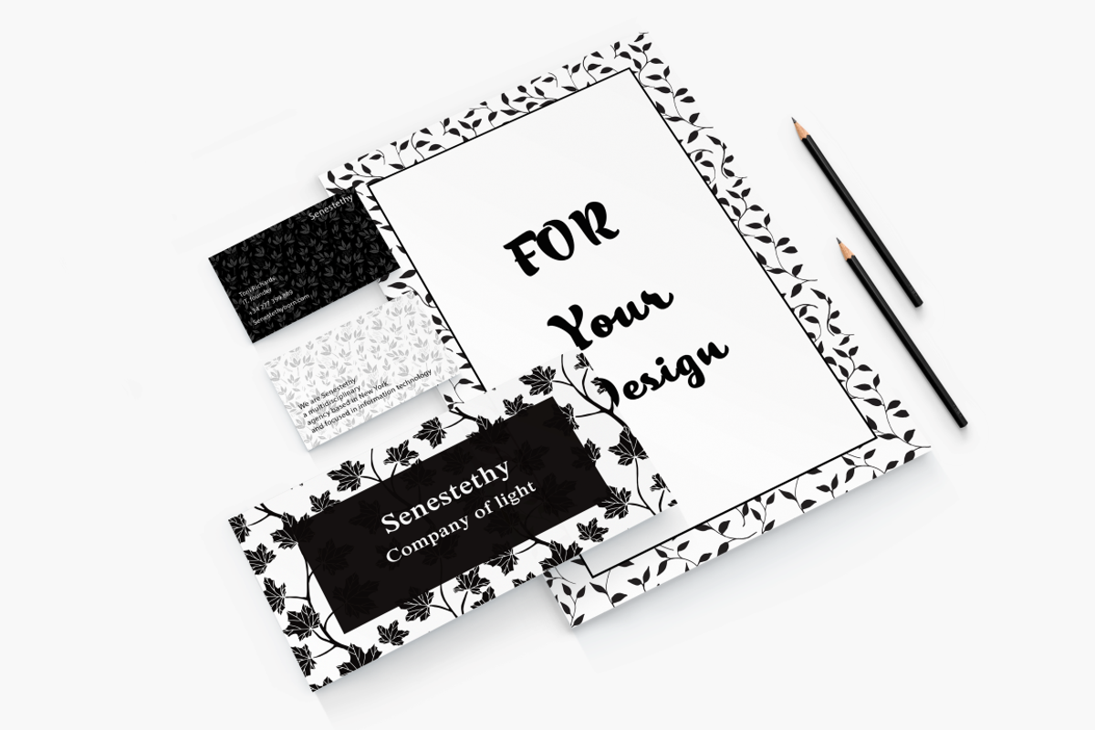 Black&White Leaves patterns set, a Pattern Graphic by Asyndrom (Photo 2 of 4)