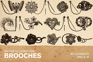 80+ Vintage Illustrations - Brooches