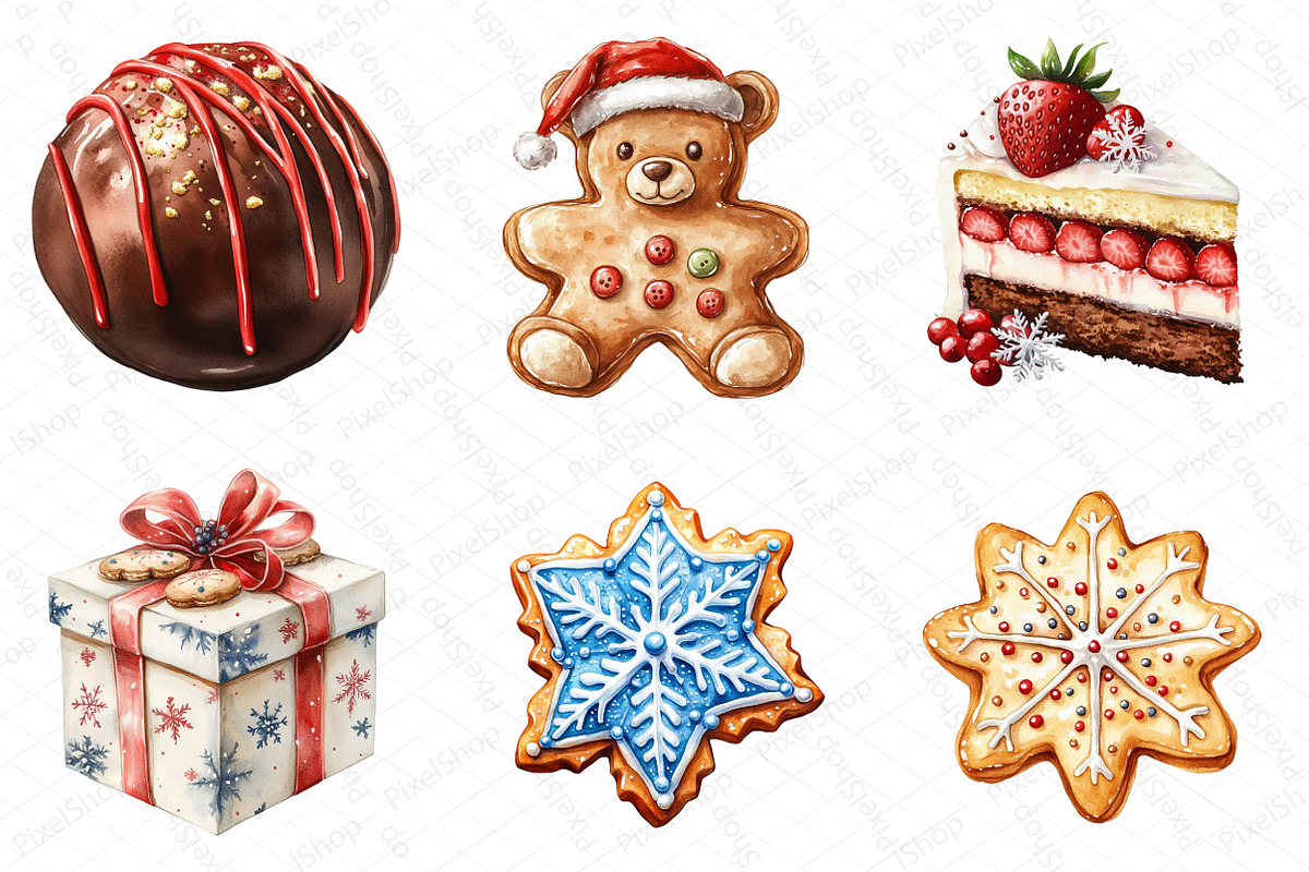 Cute Sweet Christmas Clipart PNG, an Illustration by DreamPrint404 (Photo 3 of 5)