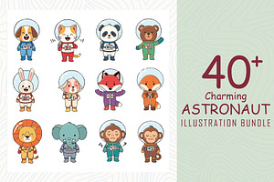 Charming animals in astronaut suits