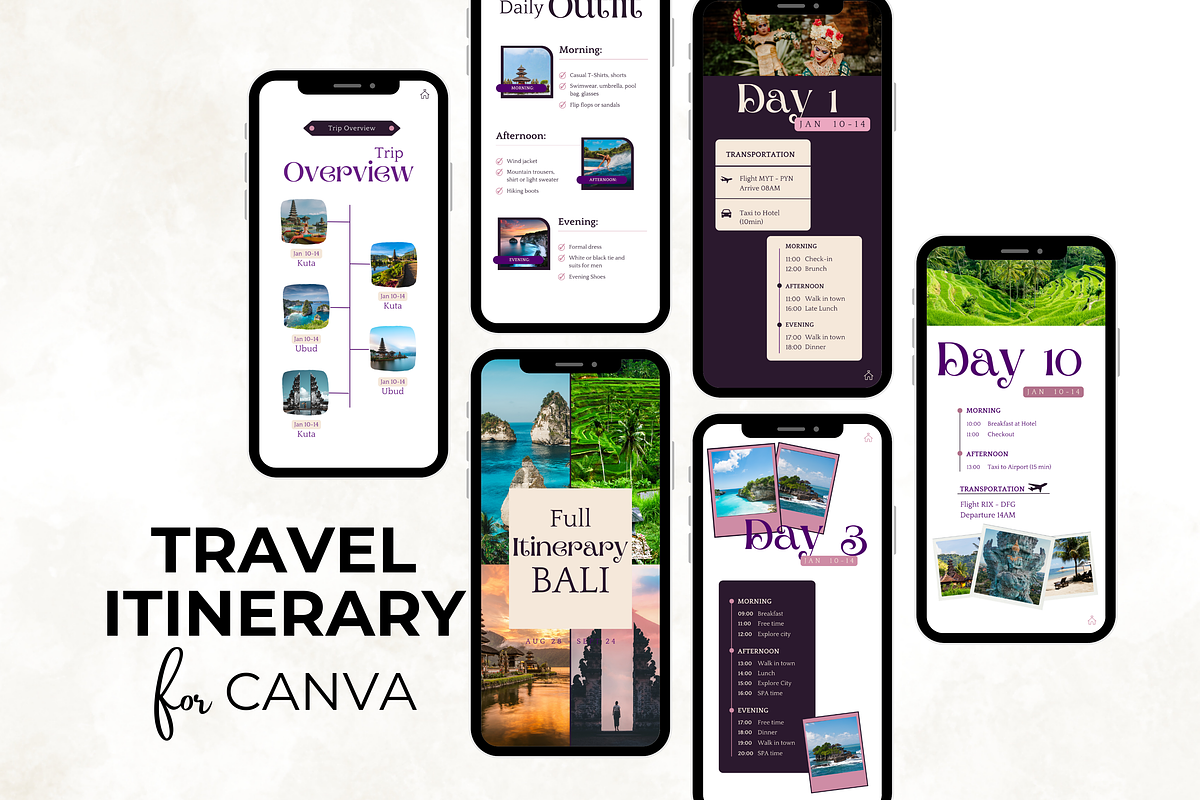 20 Pages Travel Itinerary Template, a Templates & Theme by Digital By Nikoleta (Photo 1 of 11)