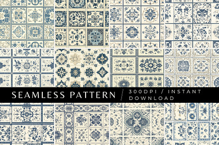 12 Persia's Blue Mosaic Patterns, a Pattern Graphic by Inknfolly