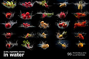 Fruits and vegetables in water, an Object Graphic by Handmadefont (Thumbnail 3 of 11)